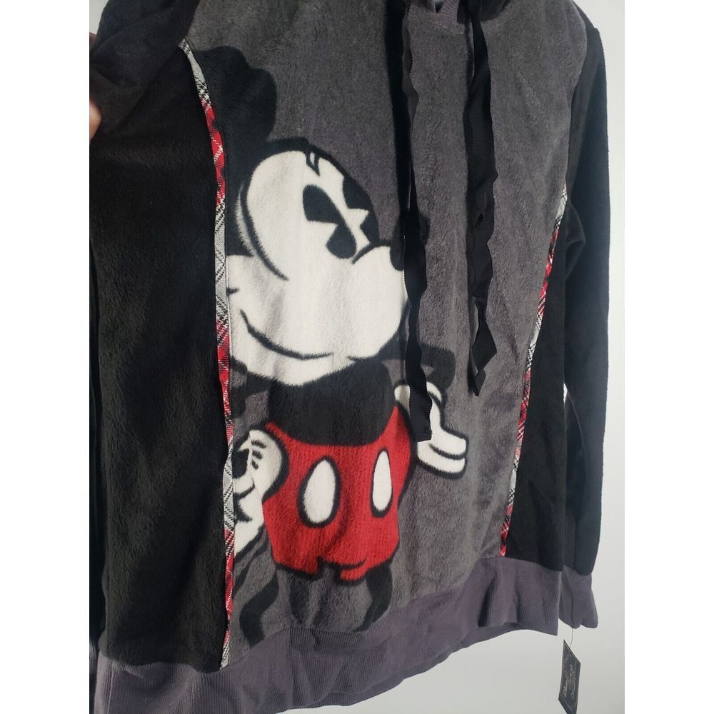 Disney Luxe Classic Mickey Mouse Collection Fleece Hoodie Plaid Size Small